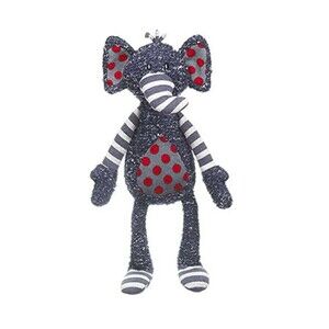 16 in Tweedles Elephant Lovey Ganz H12923 Floppy Gray Stripes Dots Plush Toy